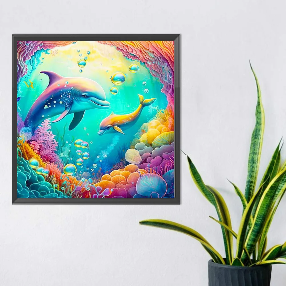 Diamond Painting - Full Round Drill - Dolphin(Canvas|30*30cm)