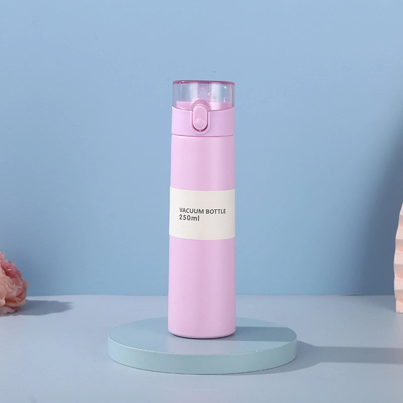 Straw Mini Pocket Cup 304 Stainless Steel Children’s Thermos Cup Cute Portable Straight Body Bounce Cover Water Cup