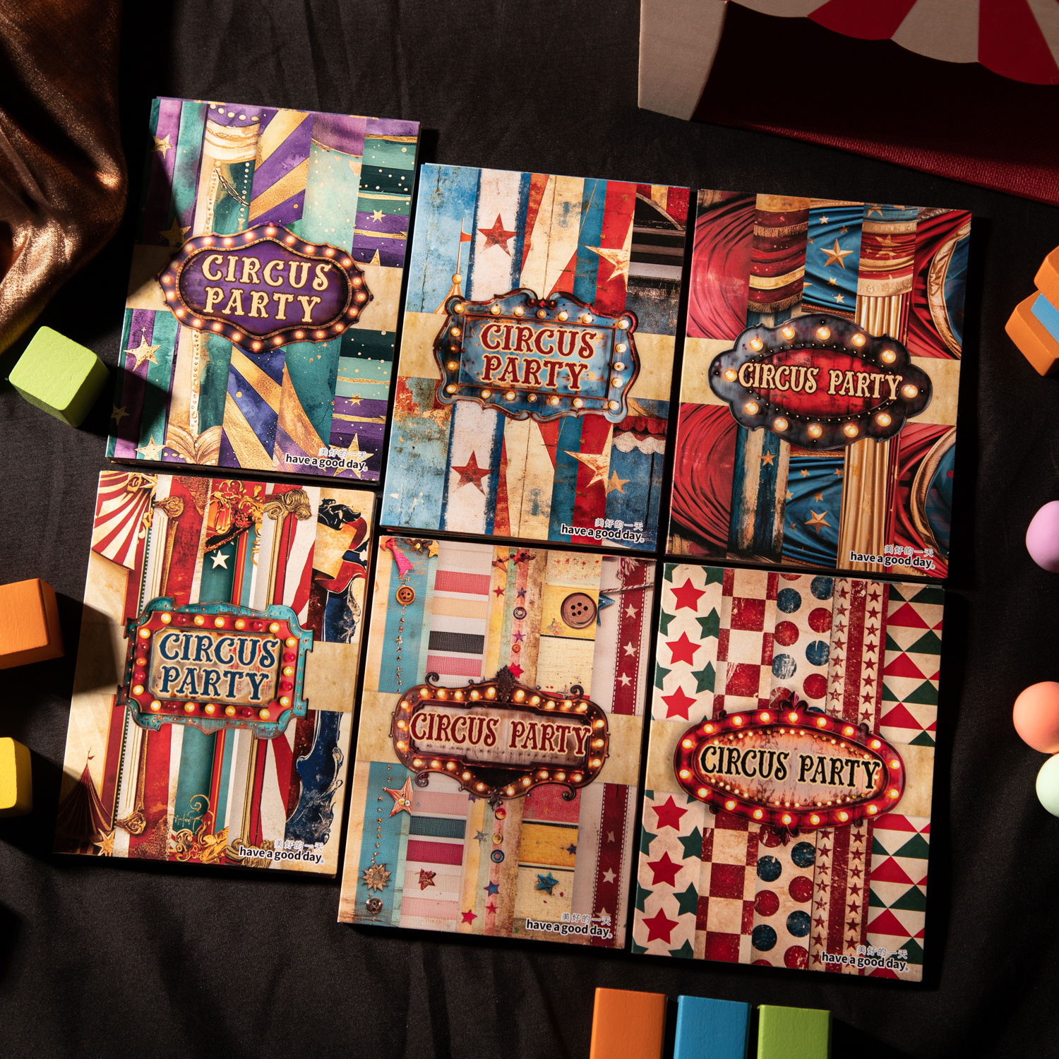 소재: 종이 - 서커스 파티 시리즈 빈티지 스트라이프 패턴