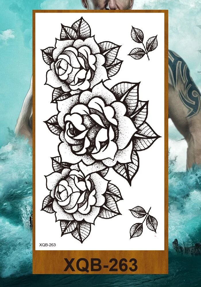 Temporary Tattoos Stickers Women Girls Arm Waist Buttocks Chest Art Fake Tatoo Sexy Flower Bush Peony Rose Lily Body Face Jewels