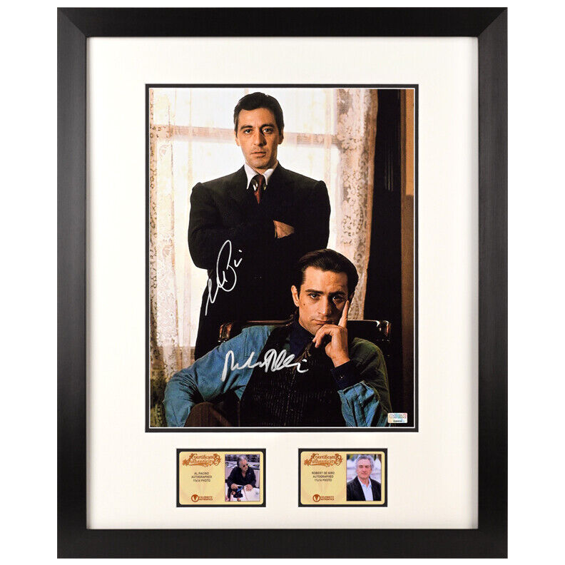 Robert De Niro, Al Pacino Autographed 1972 The Godfather 11x14 Framed Photo Poster painting