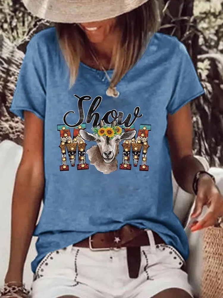 Show Mom Goat Raw Hem Tee