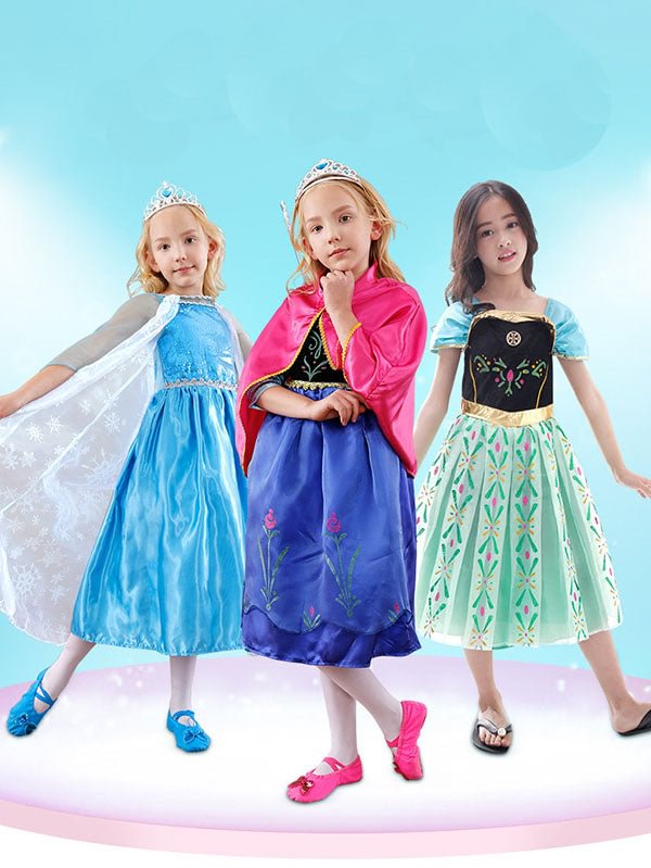 Elsa Frozen Anna Frozen Princess Dress Halloween Costumes For Kids-elleschic