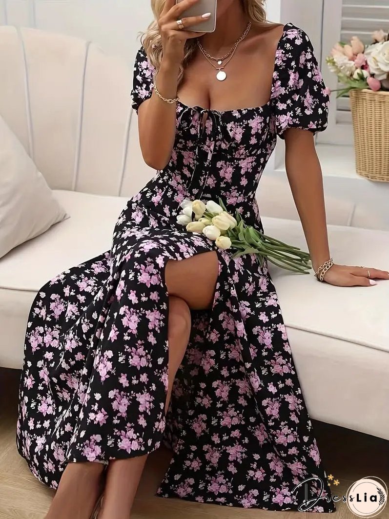 Chic dress with slit for spring and summer