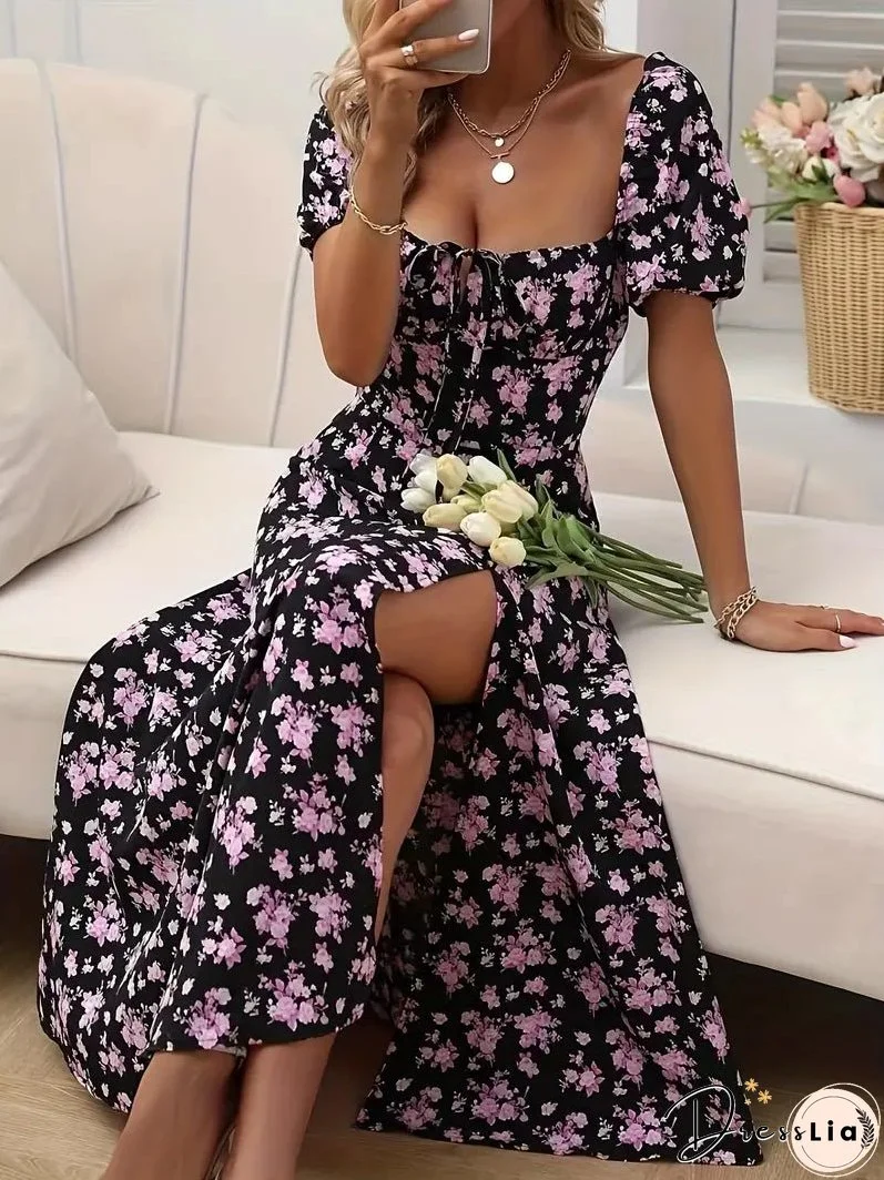 Chic dress with slit for spring and summer