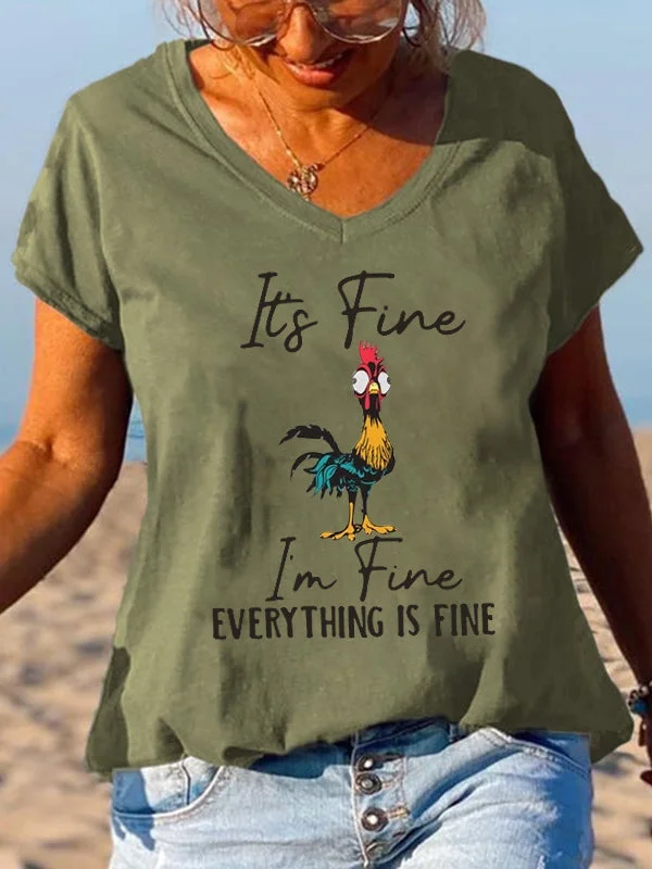 Short Sleeve Loose It's fine.I'm fine.Everything is fine. Letter Printed T-shirt