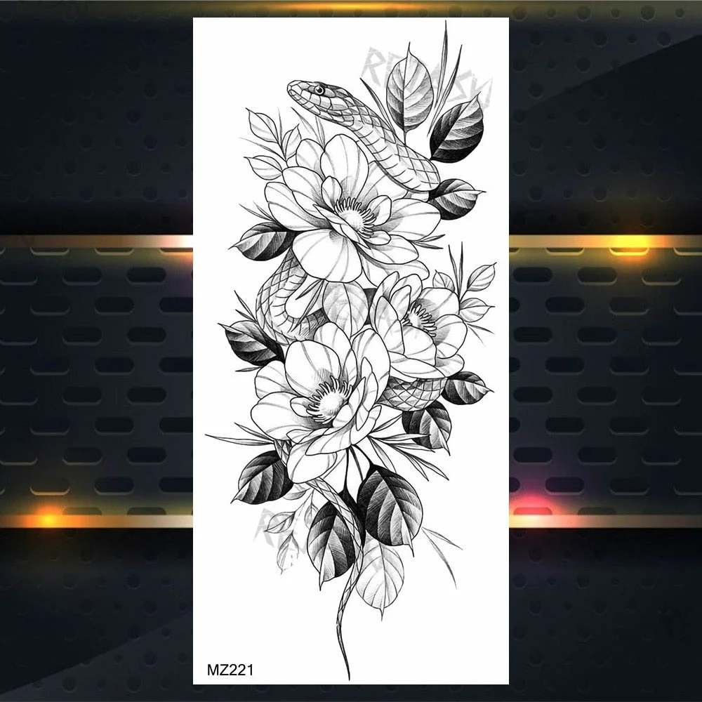 Purple Rose Jewelry Water Transfer Tattoo Stickers Women Body Chest Art Temporary Tattoo Girl Waist Bracelet Flash Tatoos Flower
