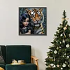 Diamond Painting-DIY Full Round Drill Girl and Tiger