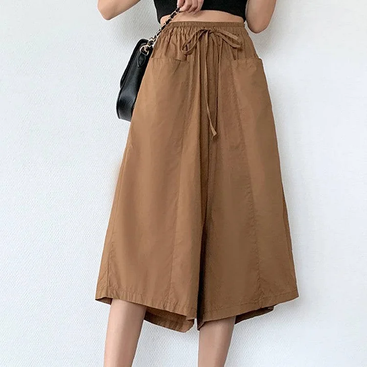 Drawstring Wide Leg Cropped Pants QueenFunky