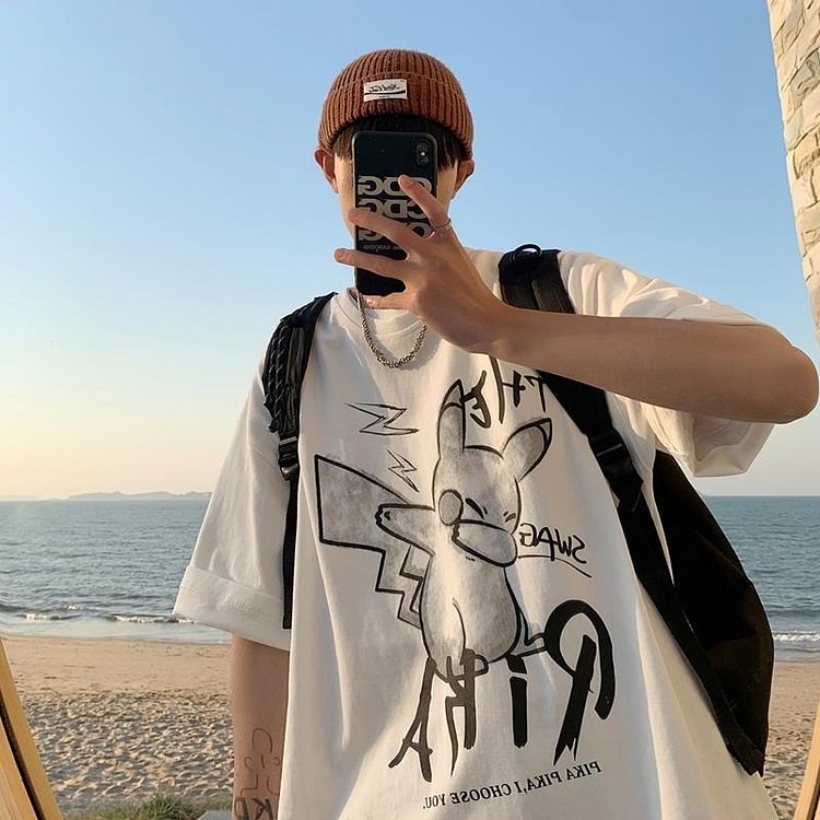 Kawaii Pokemon Pikachu Summer Street Style T-shirt  weebmemes