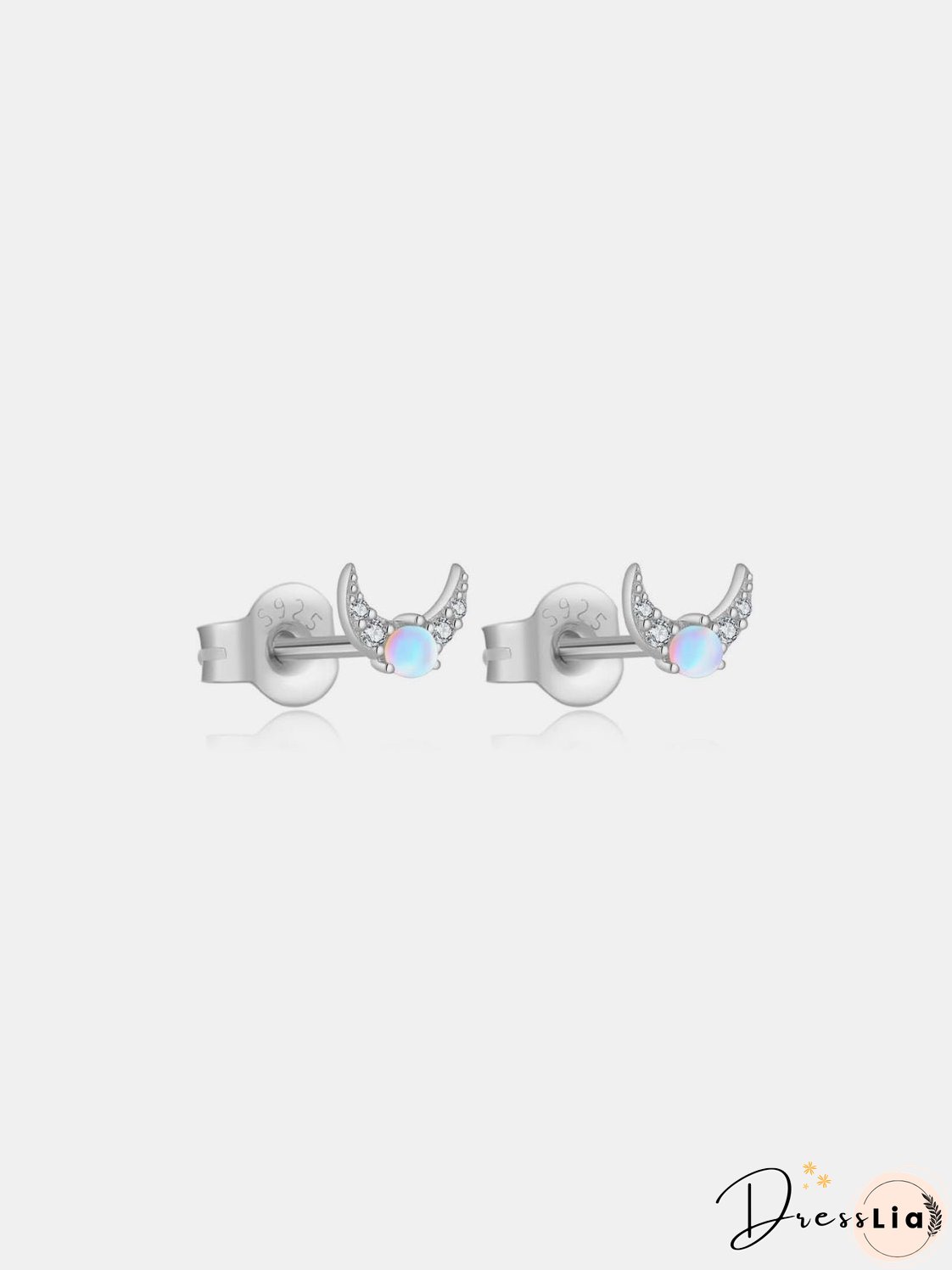 925 Sterling Silver Inlaid Zircon Moon Earrings