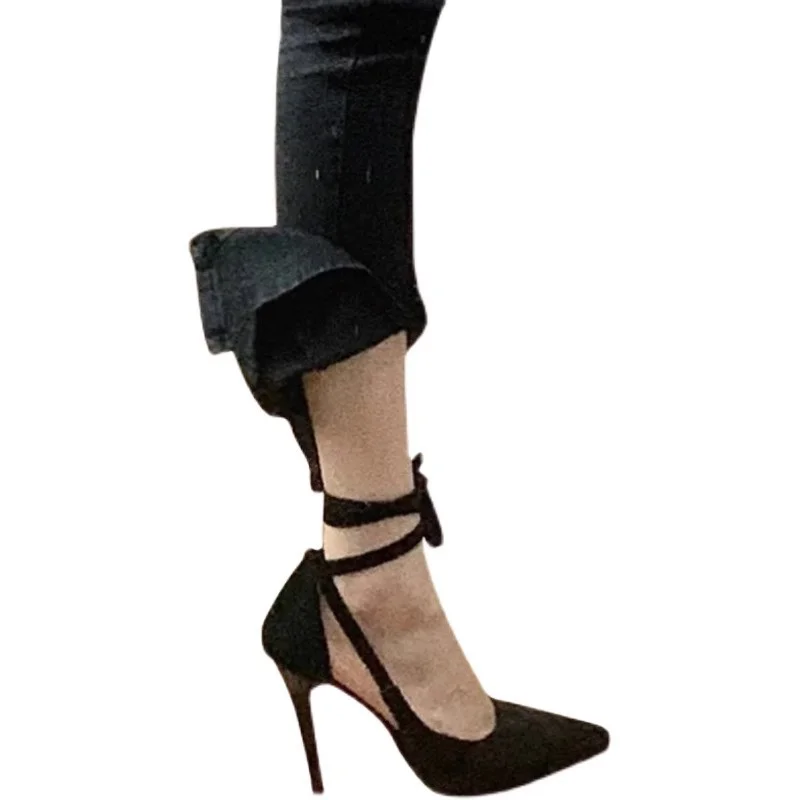 Breakj Breakj Women's High-Heeled Shoes With High-Heeled Women's 2025 New Fine-Heeled Black Bed High-Heeled Women's Summer French-Style Sandals Women's Single Shoes