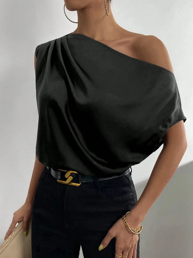 One Shoulder Off Knotted Blouse QueenFunky