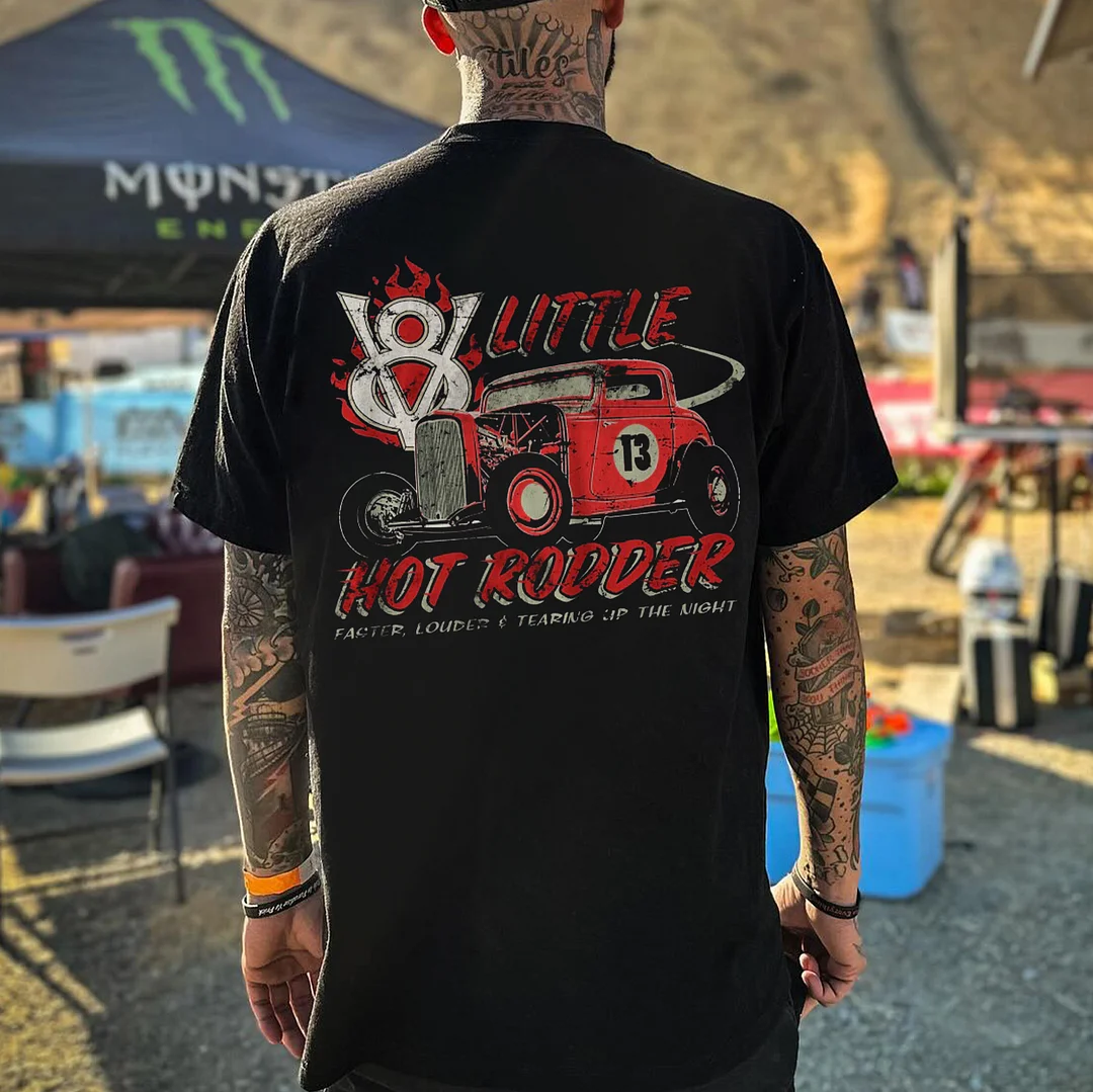 LITTLE HOT RODDER Classic Car Print Men's T-shirt