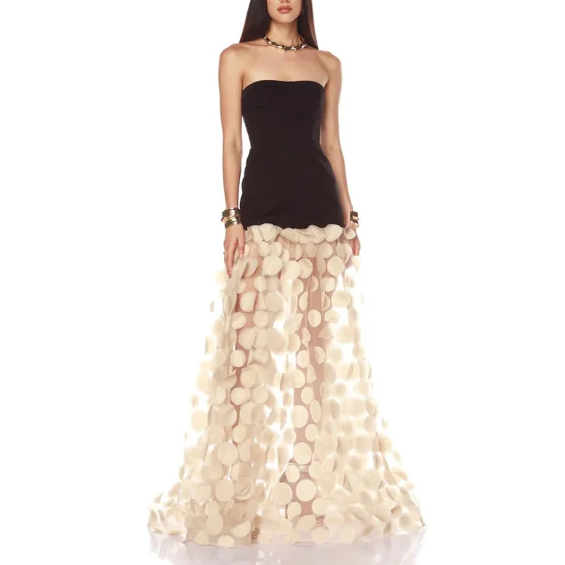Zingj Design-Sense T-Mear Dress Woman 2025 Spring/Summer New Fashion Round Screen Splicing High-End Coloring Skirt