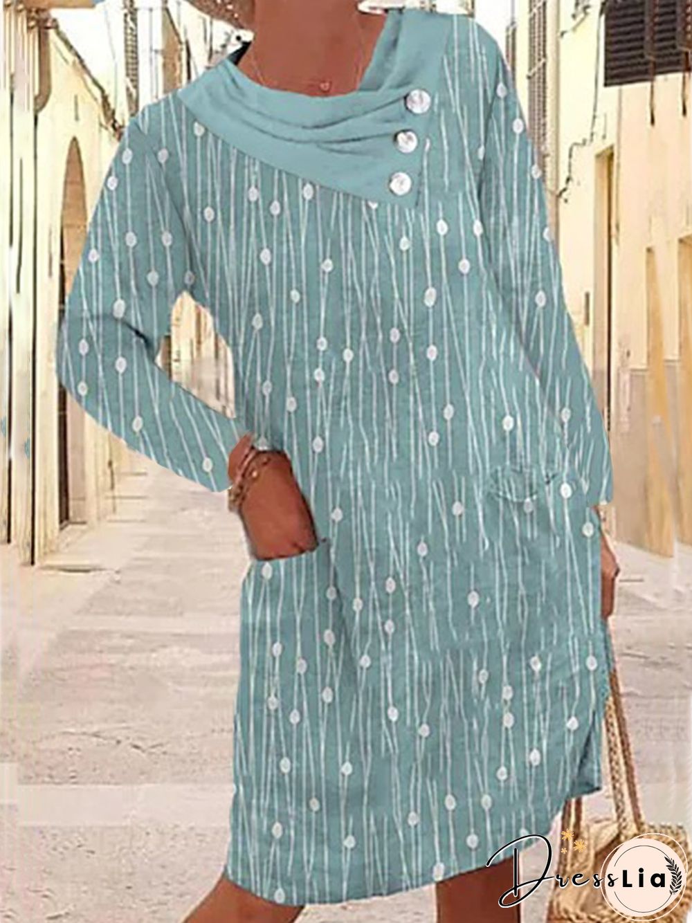 Casual Abstract Long Sleeve Loose Dresses