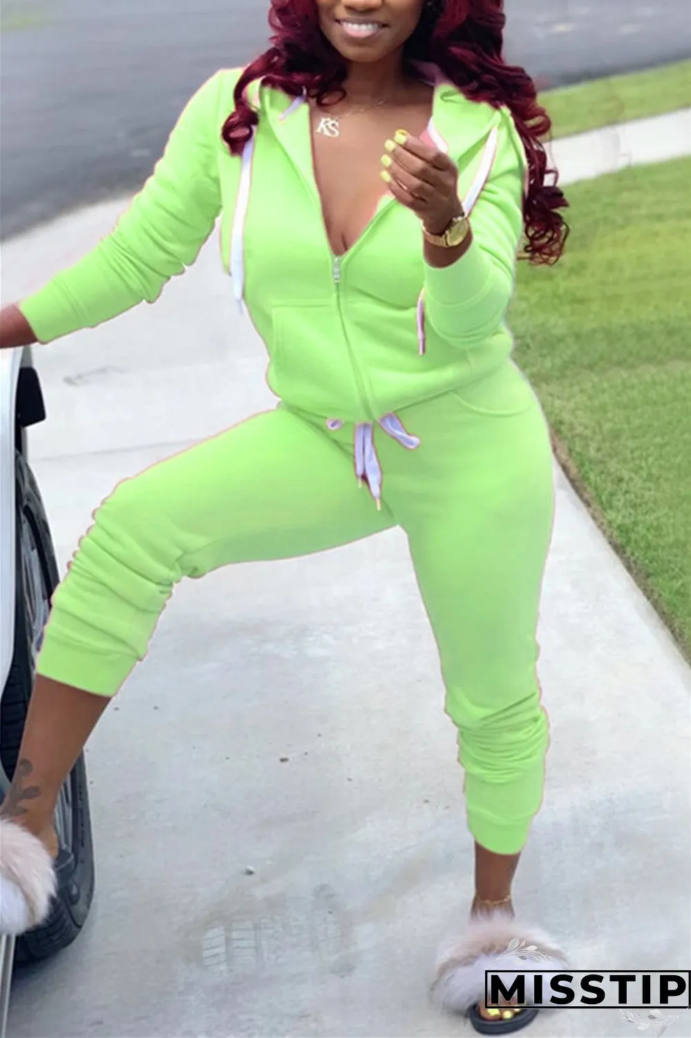 Grey Fashion Casual Solid Basic Hooded Collar Long Sleeve Two Pieces