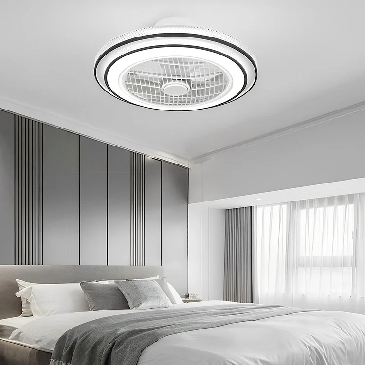 Intelligent Timing Mute LED Modern Bladeless Ceiling Fans with Light - Appledas