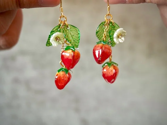 Strawberry Earrings Fruit Food Earrings