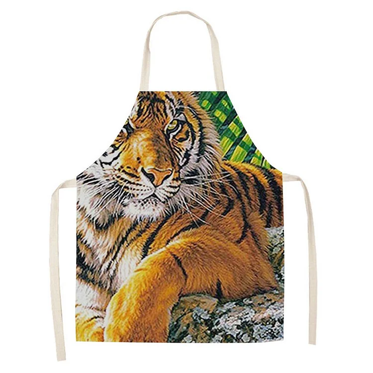 Waterproof Linen Kitchen Apron -tiger