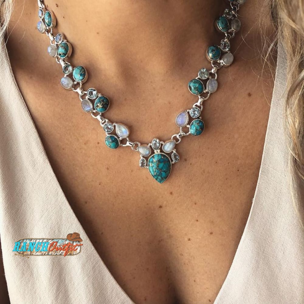 Vintage Boho Flower Necklace Multicolor / One Size