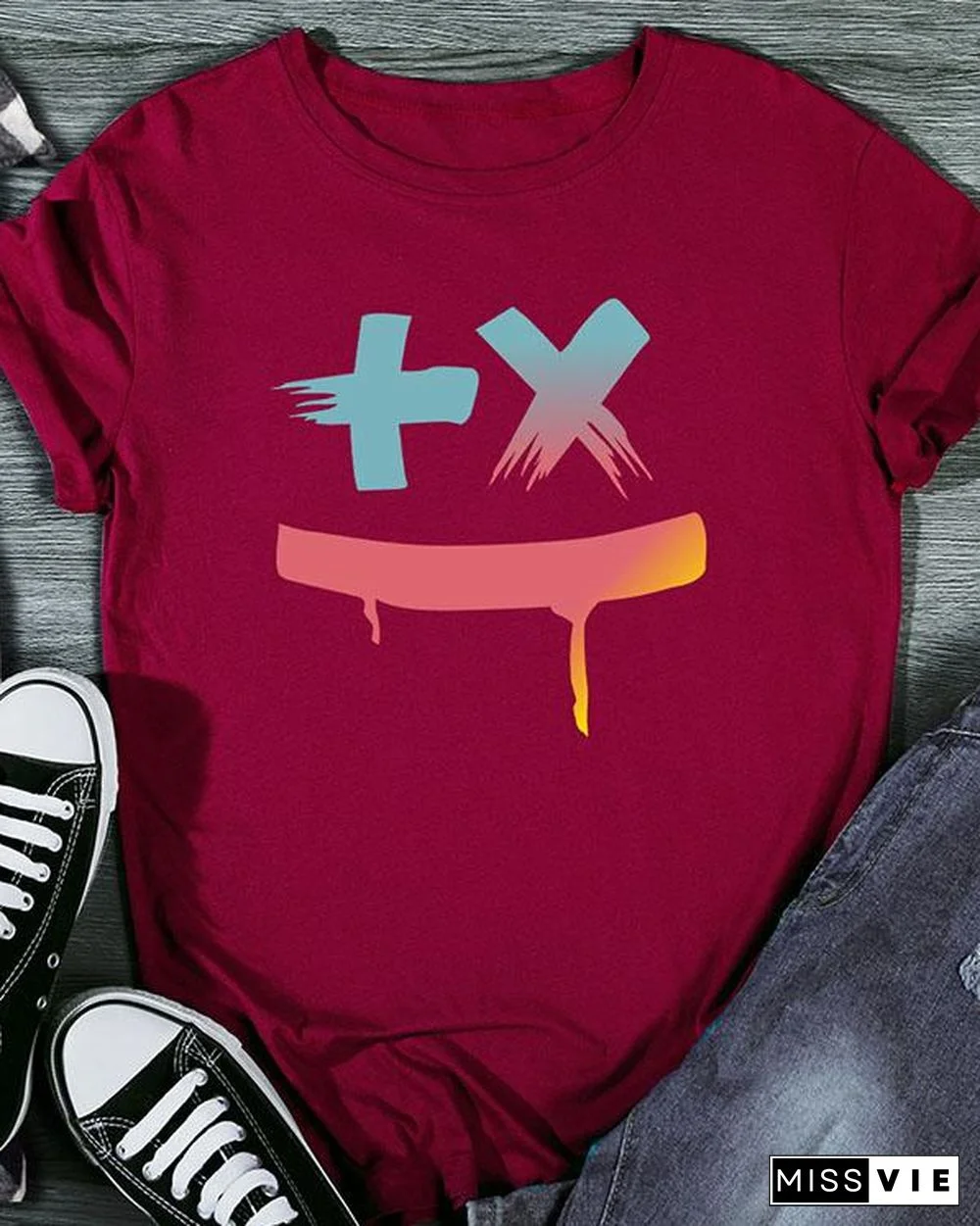 Women's Print Short Sleeve Daily T Shirt