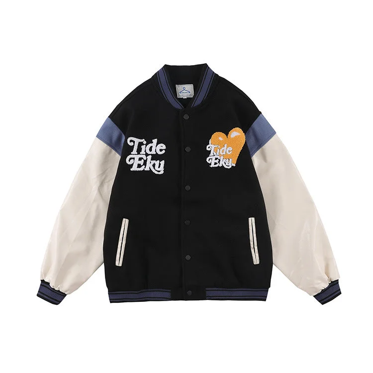 Blackair Jacket Men 'S Loose Casual Towel Embroidery Bear Jacket
