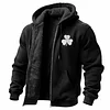 Men's Vintage Shamrock St. Patrick's Day Fleece Pocket Full Zip Long Sleeve Hoodie Jacket by Inlyline