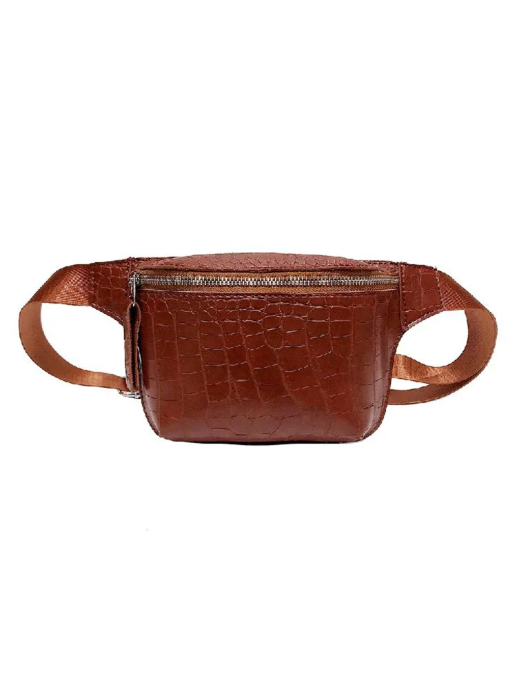 Alligator Pattern Shoulder Waist Bags Women Chest Belt Packs (Light Brown)
