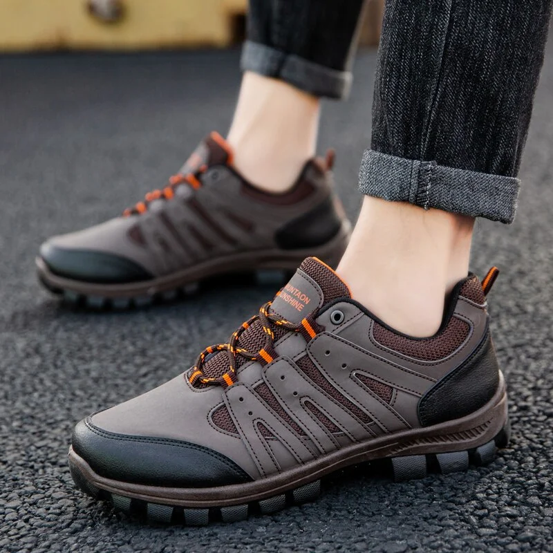 Breakj Quality Waterproof Men's Leather Sneakers Outdoor Men's Work Shoes Non-Slip Casual Shoes Thick Sole Walking Shoes Plus Size