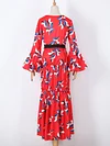 Floral-Print Puff Sleeves  Long Sleeved Maxi Dress