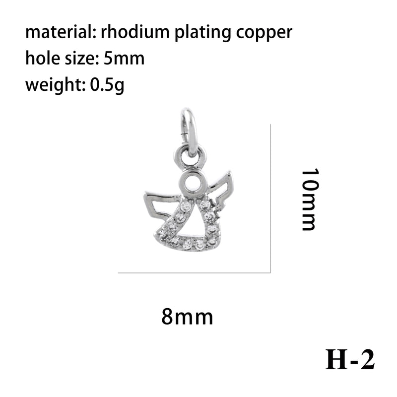 Ig Style Minimalist Angel Dolphin Crown Copper Plating Inlay Zircon 18k Gold Plated Charms