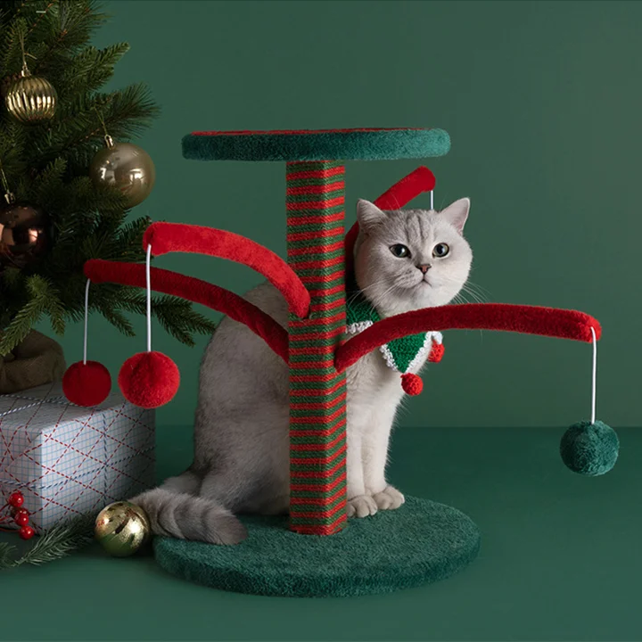 Christmas Hanging Ball Climbing Cat Scratching Post 1