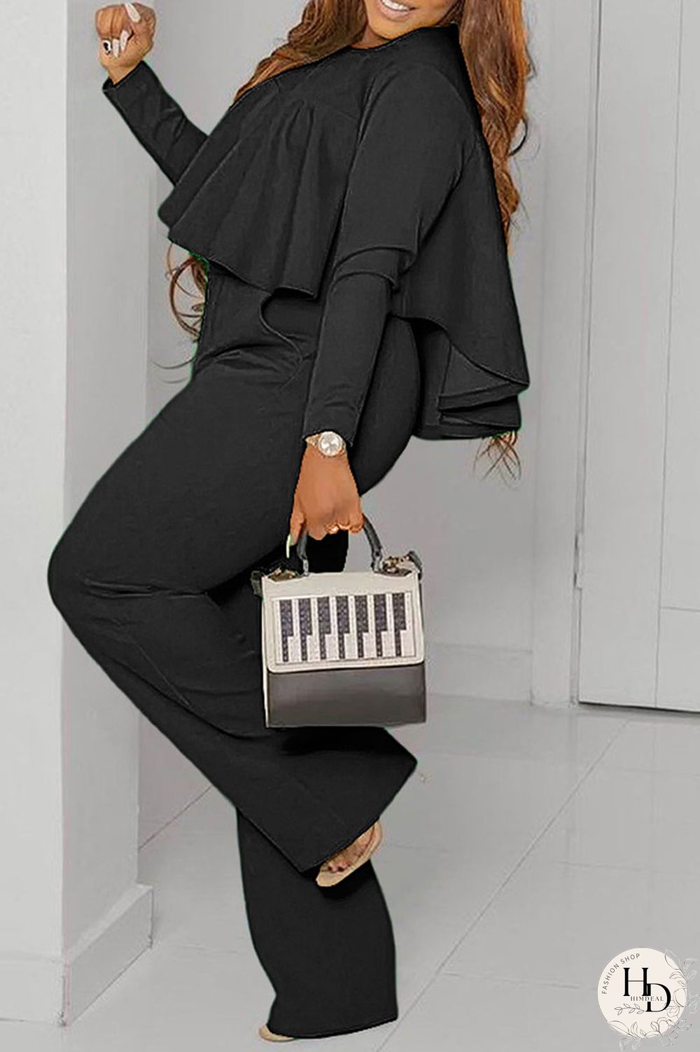 Red Fashion Casual Solid Patchwork O Neck Long Sleeve Two Pieces