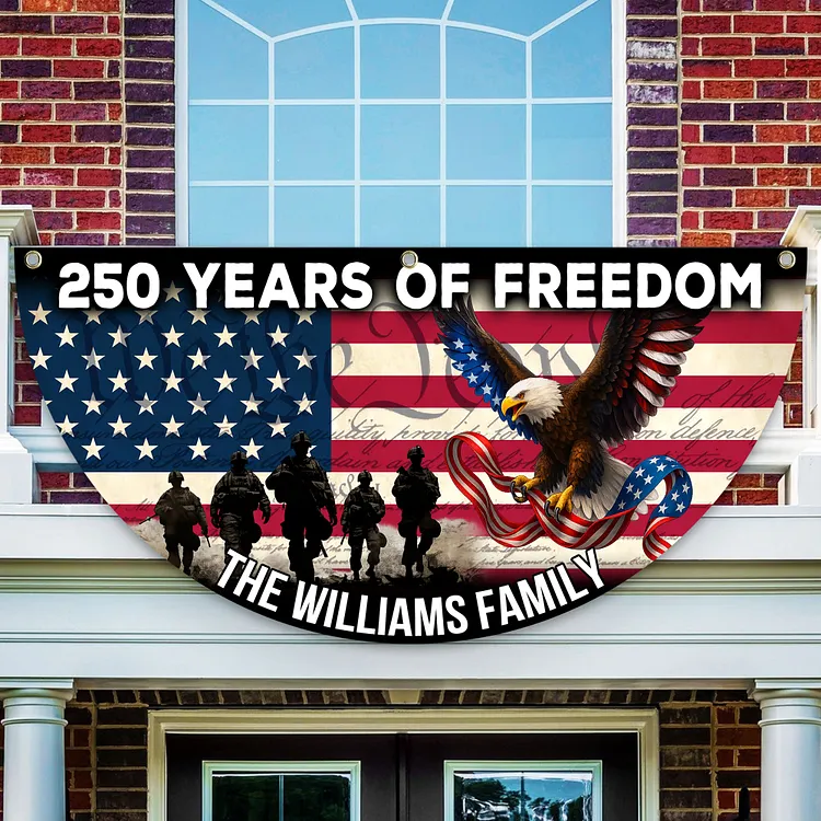 Personalized 250 Years of Freedom America Flag Custom Family Name 250 Years of Freedom Non-Pleated Fan Flag