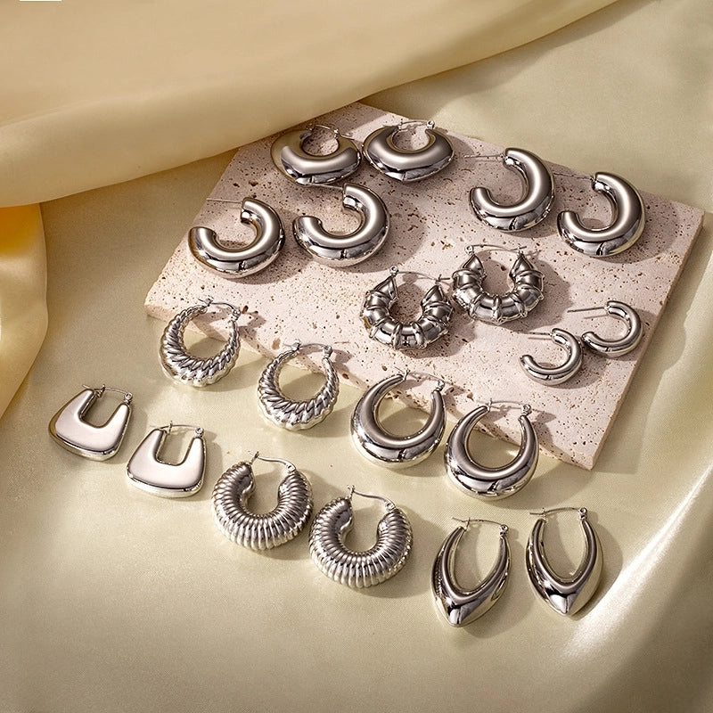 1 Pair Casual Classic Style C Shape U Shape Irregular Plating 304 Stainless Steel Earrings Ear Studs