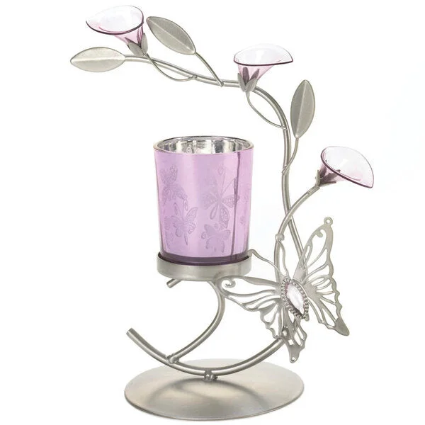 Accent Plus Lily Flower Butterfly Candle Holder