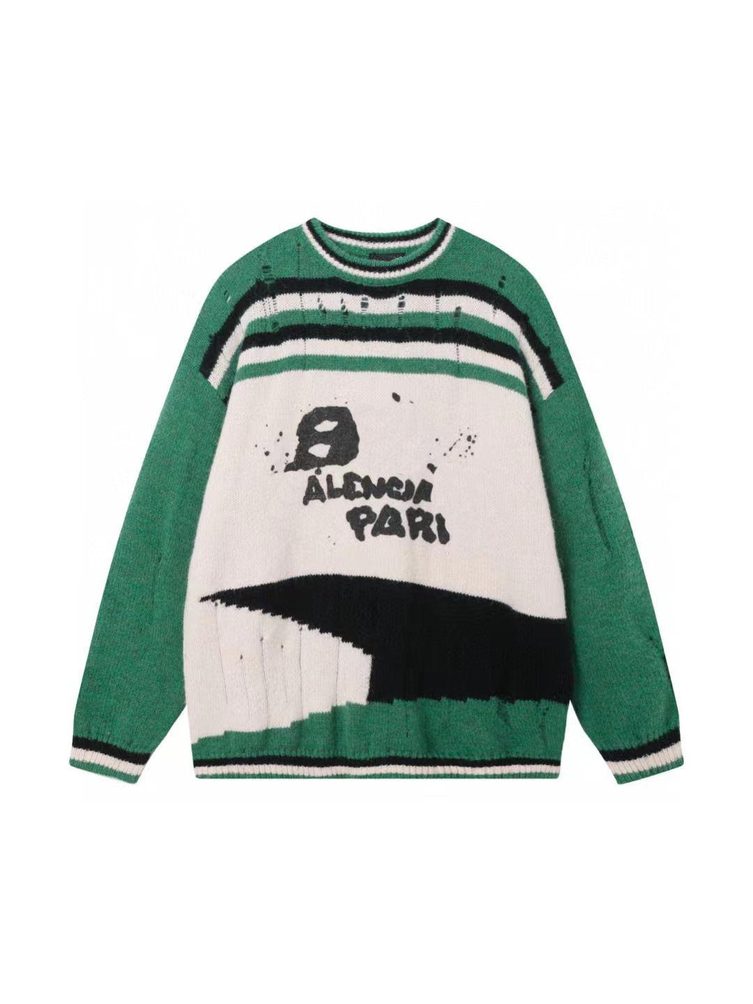 streetwear men outfits High Version B Home Autumn and Winter Letters Color Matching Logo Loose Simple Fashion Men and Women Couple Sweater