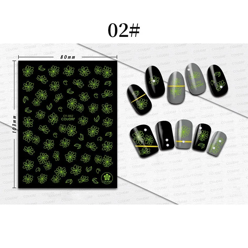 1 Sheet 3D Halloween Nail Sticker Christmas Skull Bone Snake Butterfly Maple Leaf Pattern Decals Manicures 3D Nail Decorations