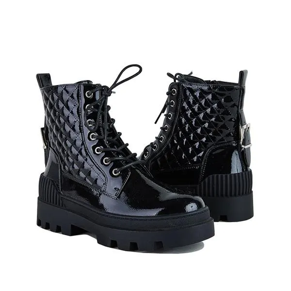 Women Vintage Motorcycle Mid Heel Platform Boots