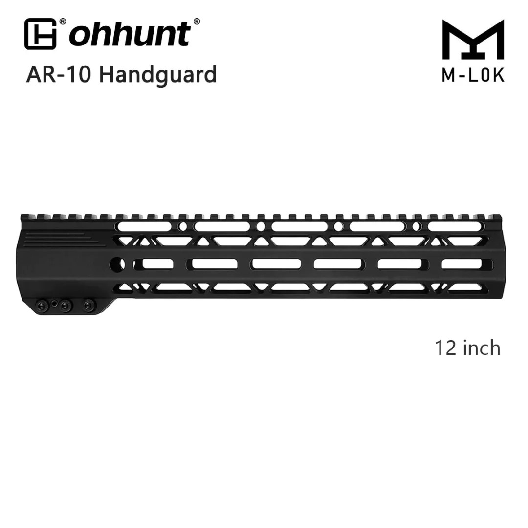 ohhunt® AR10 Free Float Handguard Light & Slim Desigh with Steel Barrel Nut 12" 15" 17"