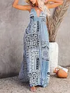 Retro Printed Backless Condole Belt Maxi Dress