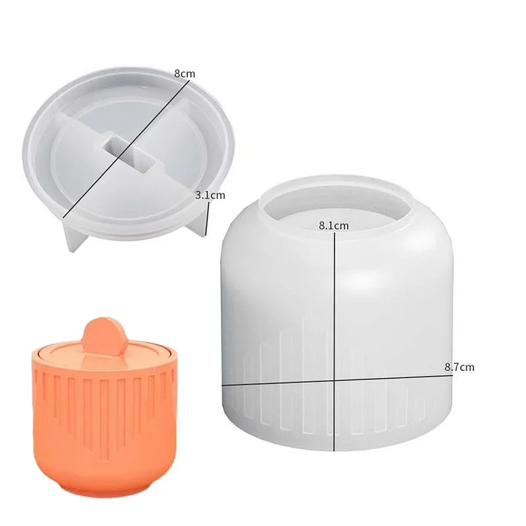 Round Striped Candle Cup with Lid Resin Molds CrazyMold