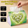 (24cm)Diamond Art Tissue Box Cover DIY PU Desktop(Heart-shaped white daisies)