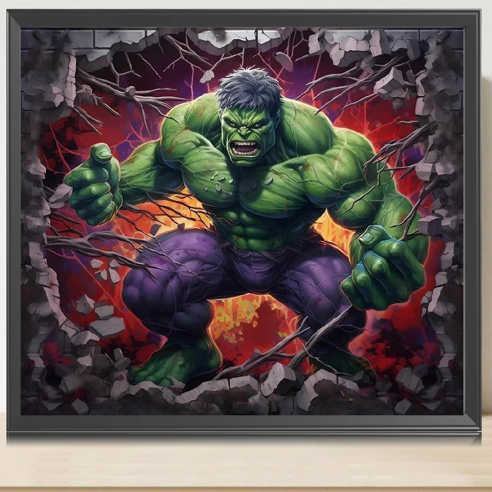 Diamond Painting - Full Round Drill - Hulk Breaking Wall(Canvas|40*35cm)