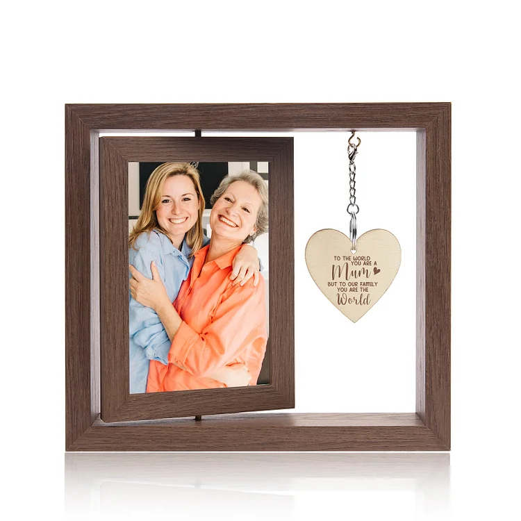 Personalized Mum Photo Rotatable Wooden Frame Gift For Mother-You Are The World To Our Family
