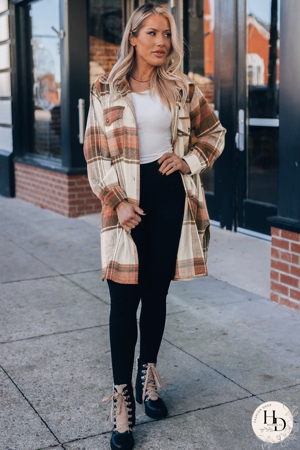 Warm Plaid Shirt Jacket for Fall