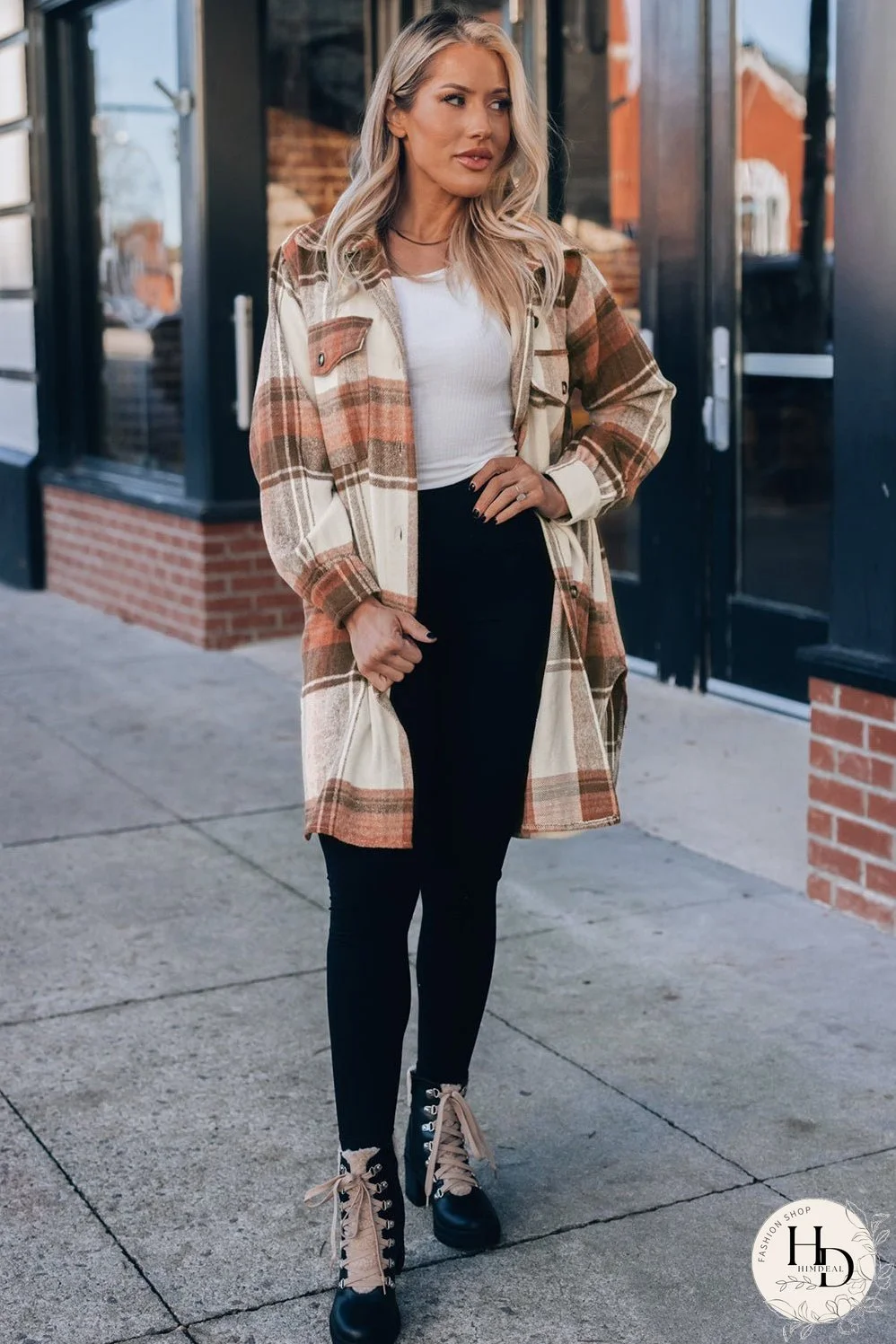 Warm Plaid Shirt Jacket for Fall