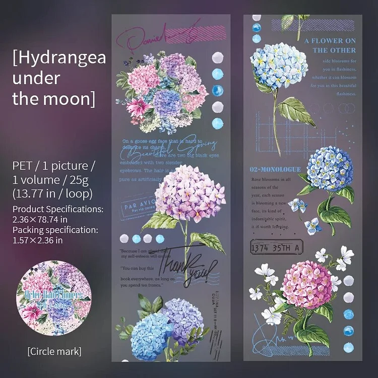 Journalsay 60mm*200cm Flowers After The Rain Series Vintage Plant Flower PET Tape