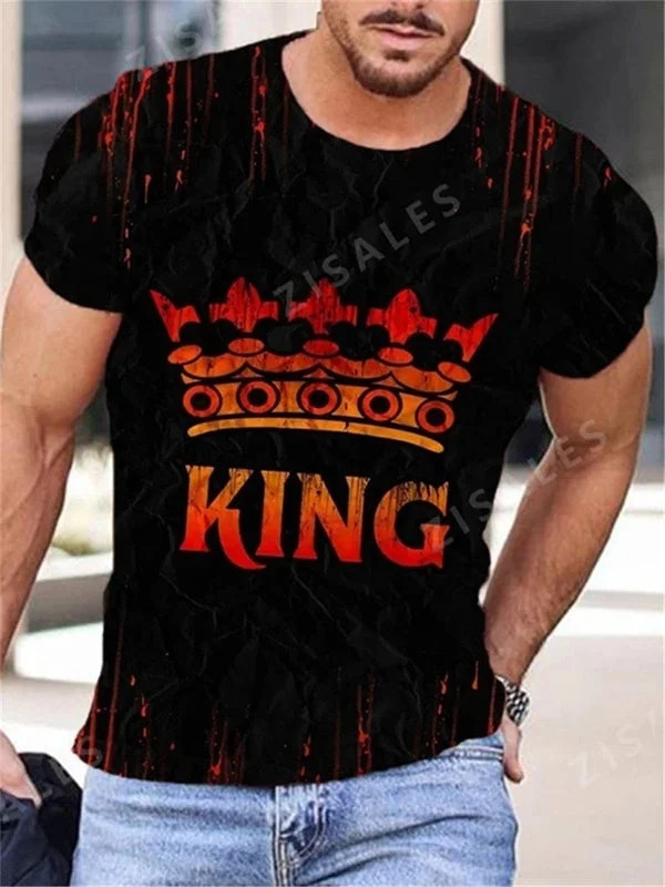 Crown Printed Round Neck Loose T-shirt